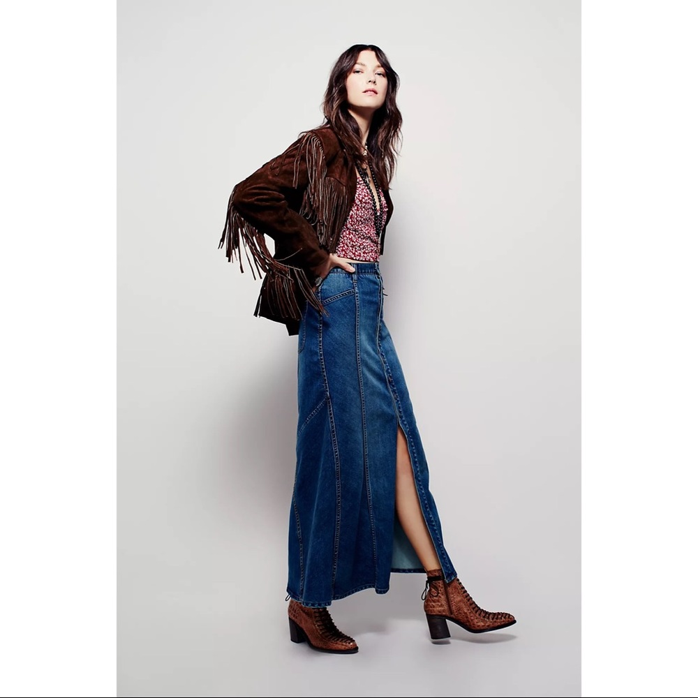 FREE PEOPLE Penelope Denim Maxi Skirt